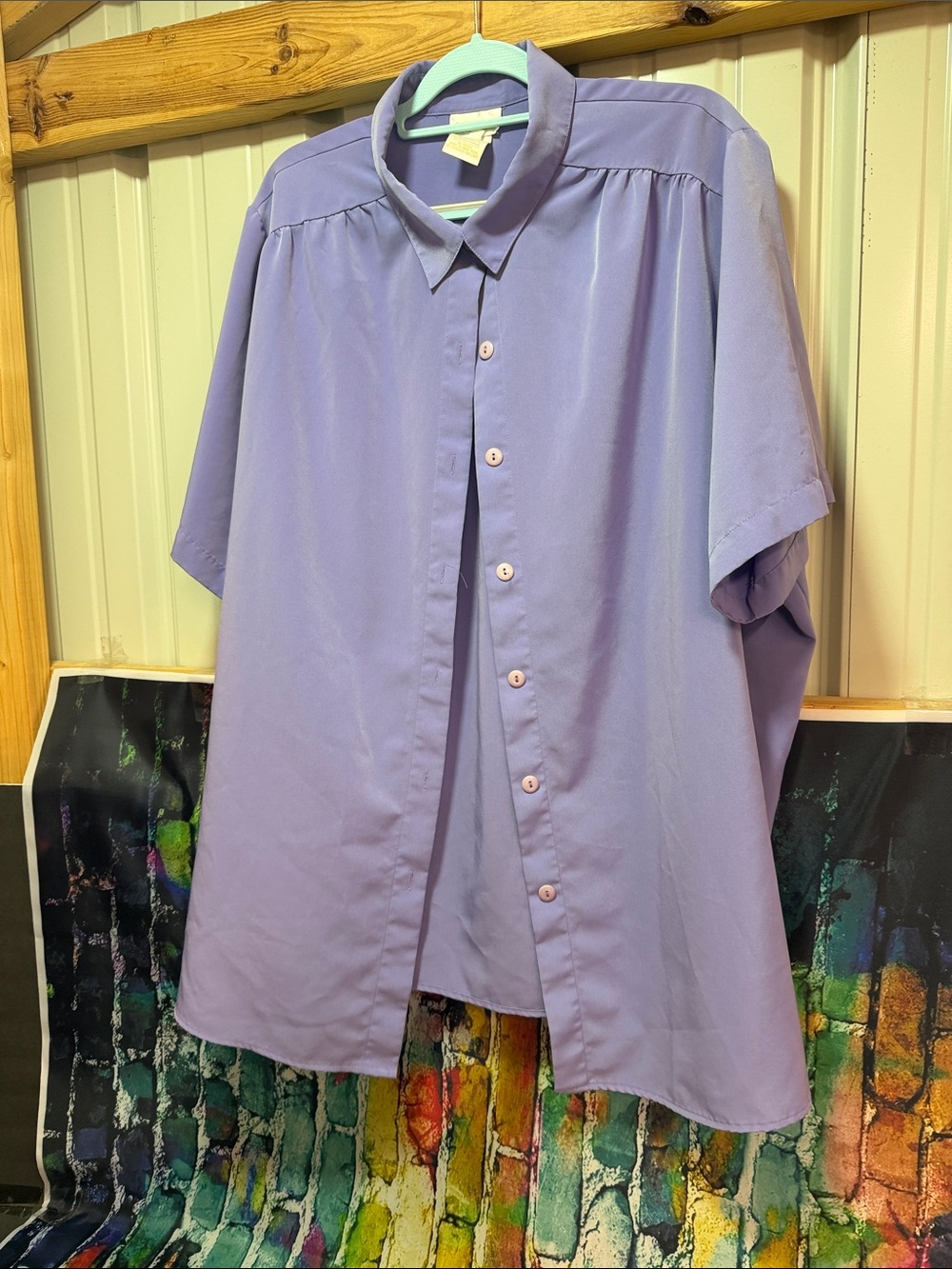 Roaman's Lavender Short-Sleeve Button-Down Shirt